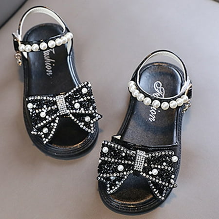

Akiihool Sandals Baby Girl Fashion Girls Flip Flops Sandals with Back Strap for Toddler Little Kid Big Kid (Silver 13)