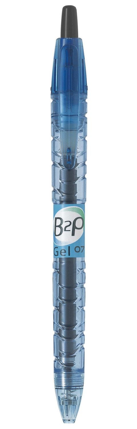 PILOT B2P Stylos à bille roulante rétractables à encre gel - Noirs Pointe fine de 0,7mm, 2-pqt