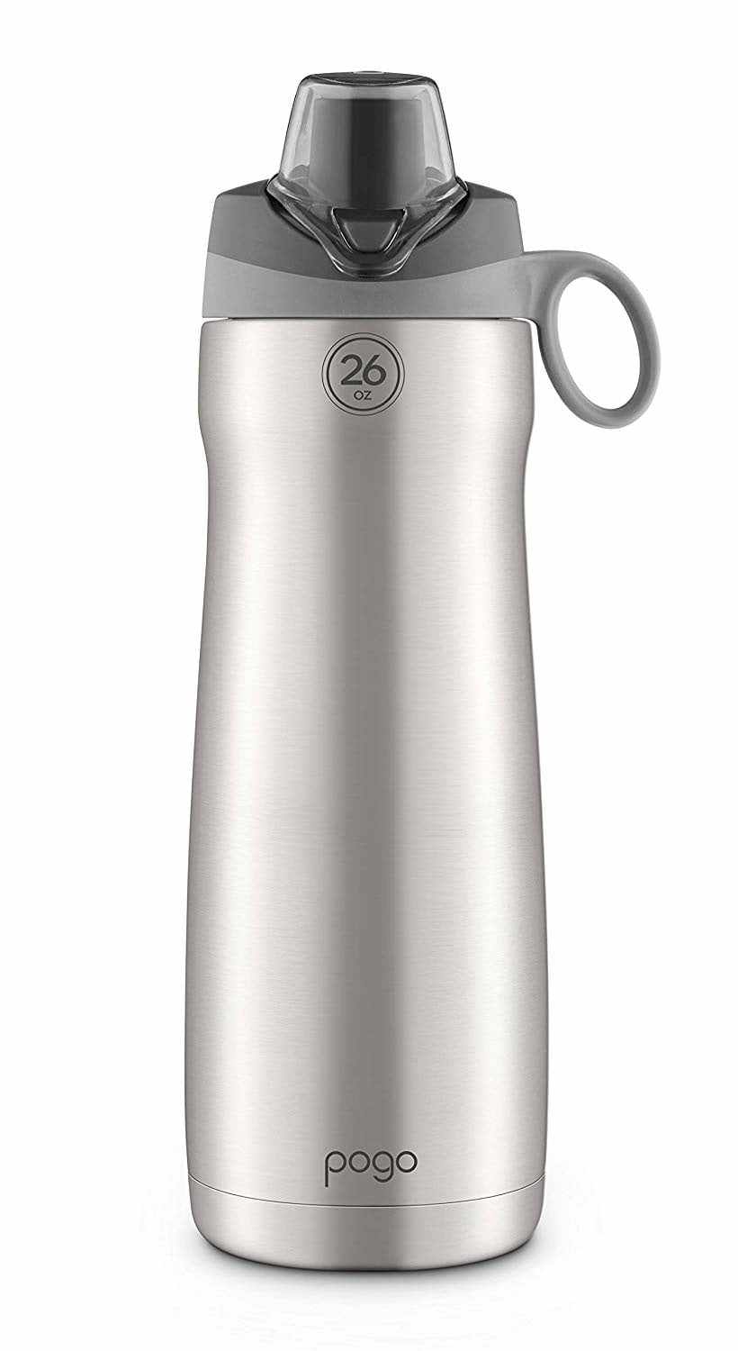 Pogo Vacuum Stainless Steel Water Bottle with Chug Lid, Grey, 26 oz