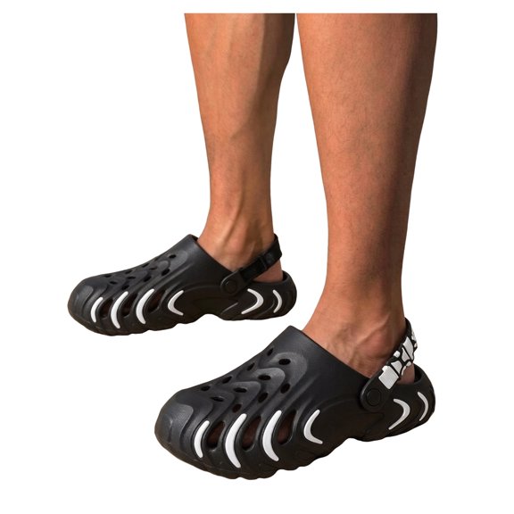 Rokment Women's Men's Clog Sandals with Adjustable Back Strap Breathable Hollow out EVA Non Slip Closed Toe Waterproof Garden Beach Pool Walking Water Shoes Black Size 5.5