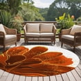 thumbnail image 4 of Burnt Orange Round Area Rug 7 FT, Non Slip Living Room Area Carpet, Sparkle Gold Stained Floral Flower Art Washable Soft Circular Rug Non-Shedding Floor Carpet for Bedside Office Play Room Classroom, 4 of 9
