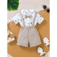 thumbnail image 4 of PureChapter Baby Boys' Clothing Sets Boys Summer Outfits Palm Tree & Surfboard Print Short Sleeve Bow Tie Shirt & Suspender Shorts 2-Piece, 4 of 9