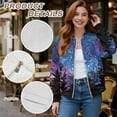 thumbnail image 6 of Xixirimido Women’s Bomber Jackets 2025 Fall Winter Trendy Coats Zip Up Varsity Jacket with Pockets Lightweight Casual Jacket, Forest Galaxy, X-Large, 6 of 7