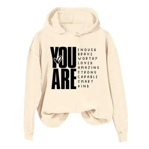 Tiweut You Are Enough Hoodie, You Are Enough Hoodie Men, You Are Enough Hoodie Women, You Are Enough Hoodies,Beige,L