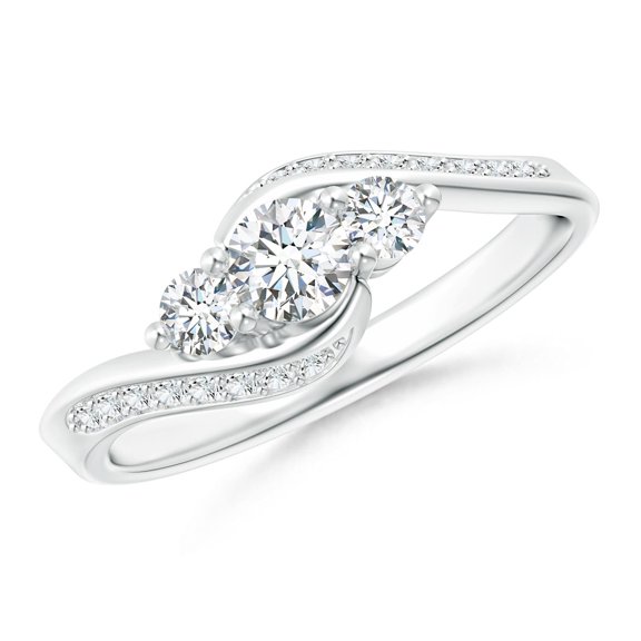 Angara Natural Diamond Three Stone Engagement Ring in Platinum for Women - April Birthstone Jewelry | Round Diamond Ring (Ring Size - 12)