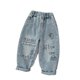 thumbnail image 4 of Pantalones vaqueros para niños, pantalones vaqueros con letras de dibujos animados para niños, pantalones casuales para niñas, ropa para niños de 1 a 6 años de primavera y otoño, 4 of 6