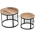 thumbnail image 1 of Juego de mesa de café VidaXL Round 2, madera de mango rugoso, marco de hierro, 1 of 8
