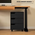 thumbnail image 4 of Black 3-Drawer File Cabinet with Wheels - Mobile Office Storage & Printer Stand for Home & Study - Compact Vertical Filing Cabinet (19.7" x 15.7" x 22.6"), 4 of 7