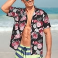 thumbnail image 7 of Pofeuu Rose Flowers Print Hawaiian Shirt for Men Sleeves Casual Button Down Summer Beach Dress Shirts T-Shirts,3X-Large, 7 of 7