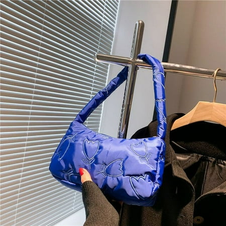 CoCopeaunt Fashion Embroidery Shoulder Bag Small Handbags And Purses Down Cotton Underarm Bags For Women Nylon Casual Top Handle Bag