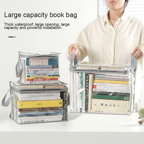 sunsanly Multifunctional Storage Box Foldable Book Box with Handle Zipper Closure Waterproof Toy Box Transparent Storage Case