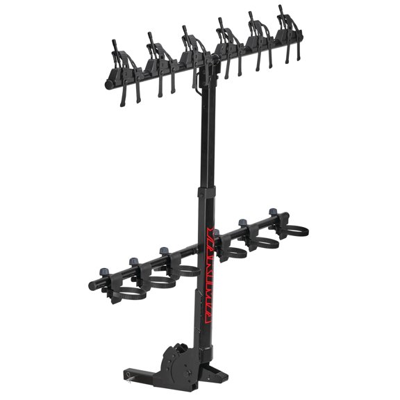 Yakima HangOver 6 Vertical Steel Mountain Bike Hitch Rack, 6 Bikes, Black