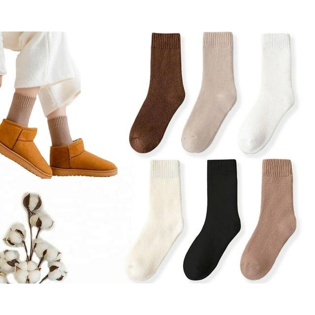 Calcetines térmicos cálidos para mujer, tobilleros de invierno, bonitos calcetines navideños de algodón, 6 pares, cómodos y elásticos, cálidos y elegantes