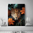 thumbnail image 4 of Leopard Face Tropical Flowers Canvas Wall Art, Wildlife Animal Prints Painting for Living Room Bedroom Bathroom Decor, Framed Ready to Hang Ready to hang-12"L x 8"W, 4 of 10