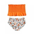 thumbnail image 3 of GYRATEDREAM Girls Bikini 2 Piece Swimsuit Shirred Bathing Suit Swimwear, Orange 10-12 Years, 3 of 7