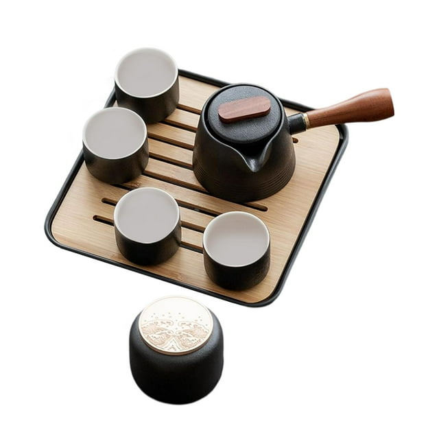 Ensemble de Thé Kung Fu en Porcelaine 7 Pcs, Infuseur et Théière Portable pour Voyage