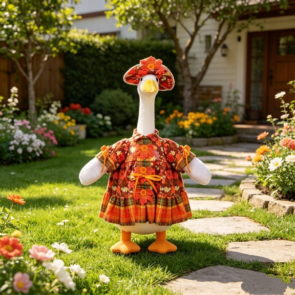 AuroraX 23 inch Porch Goose Thanksgiving Outfit Sets Maple Leaf Dress Porch Goose Clothes Set 23" 17 19 inch Holiday Autumn Front Porch Goose Clothes Fall Outside Stuff