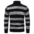 thumbnail image 6 of comerut Men Fall Winter Sweater Striped Colorblock Knitted High Collar Neck Protection Long Sleeve Elastic Pullover Thick Warm Soft Mid Length Men Sweater, 6 of 7