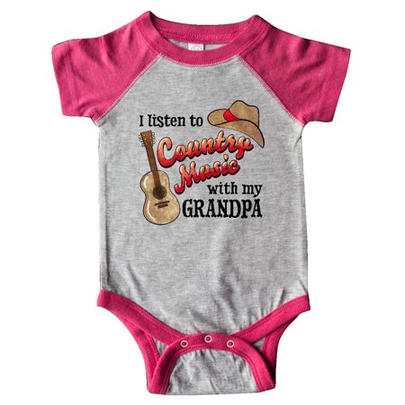

Inktastic I Listen to Country Music with my Grandpa Guitar and Hat Gift Baby Boy or Baby Girl Bodysuit