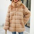 thumbnail image 5 of Penkiiy Women's 2024 Winter Faux Fur Jackets Fall Fashion Open Front Long Shaggy Coat Outerwear Faux Fur Coat Khaki, 5 of 9