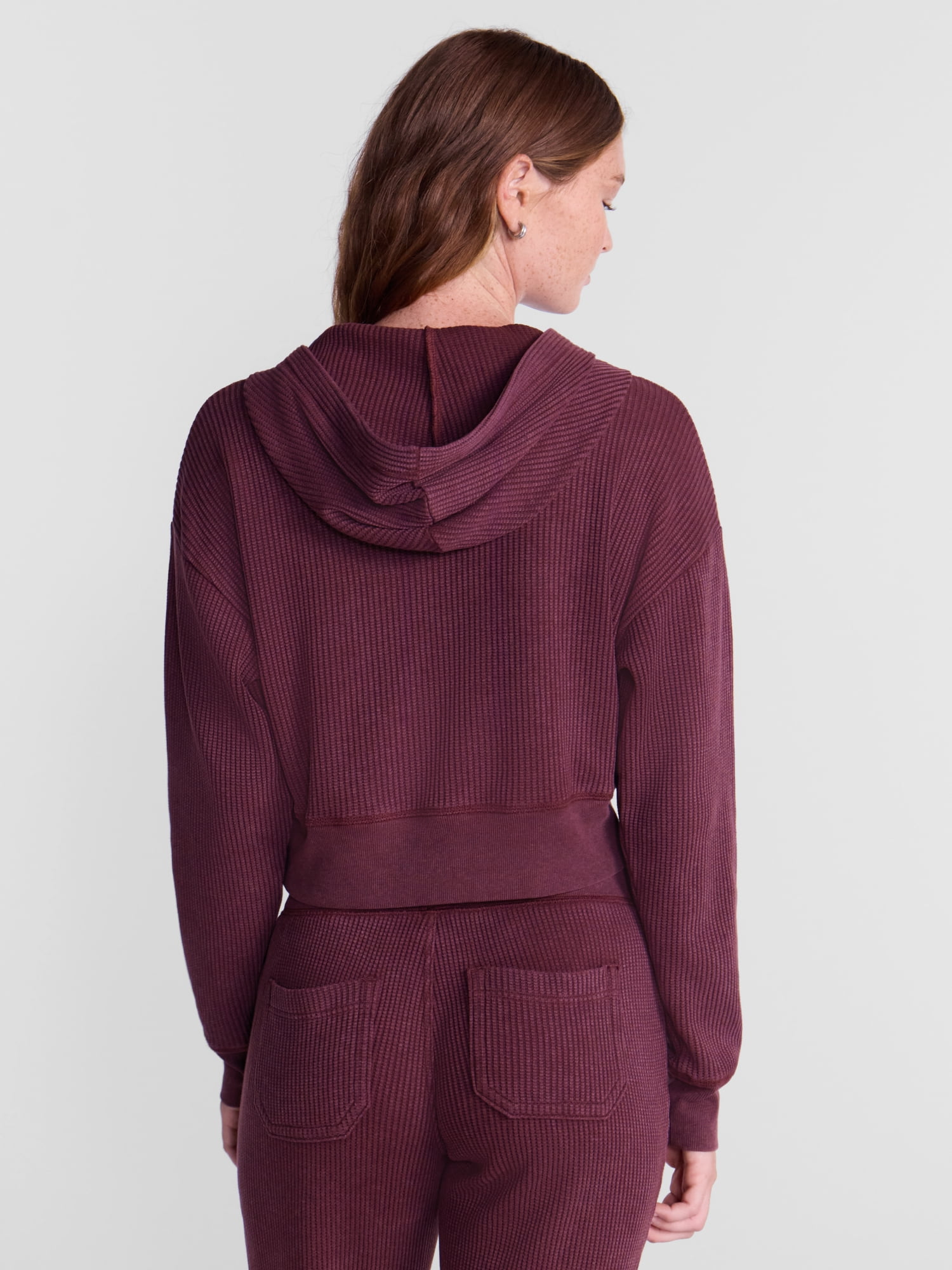 No Boundaries Waffle Knit Hoodie, Women's XXS-XXL