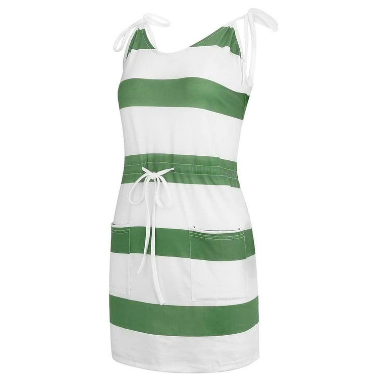 Suspender Dress for Women Suspenders Pullover Summer Printed Dress Army  Green M - Walmart.com