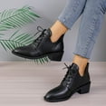 thumbnail image 7 of Fesfesfes Winter New Large Size Ladies Slope With Women's Shoes Retro Small Faux-Leather Shoes Front Strap Low Heel And Ankle Small Faux-Leather Shoes Western Boots 5.5(36), 7 of 7