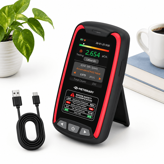 Radon Detector for Home Use, Quick 6-Hour Results, Rechargeable Monitor