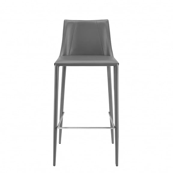 Rich Gray Faux Leather Bar Stool
