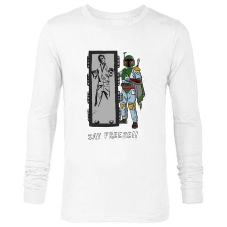 Star Wars Boba Fett Han Solo in Carbonite “Say Freeze” Funny - Long Sleeve T-Shirt for Men - Customized-White