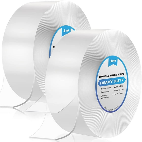 6M Ultra Strong Double-Sided, 2 Pieces Of Transparent Double-Sided, Powerful Double-Sided Tape Nano Tape, No Perforation, Reusable, Multifunctional, Washable, Suitable For Carpets And Cars (3M X 2Cm)
