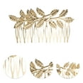 thumbnail image 3 of Unique Bargains 1 Pc Women's Portable Leaves Side Comb for Parties Gold Tone Alloy, 3 of 4