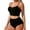 #2_Black, variant on Women's Ribbed Color Block Bikini Set, Whip Stitch Halter Tie Side Cheeky Two Piece String Swimwear,Blue,S