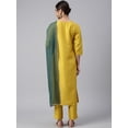 thumbnail image 6 of Janasya Indian Women's Mustard Poly Silk Embellished Kurta with Pant and Dupatta, 6 of 9