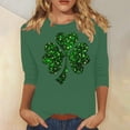 thumbnail image 4 of Aofany 3/4 Length Sleeve Womens Tops Irish Shamrock Print St Patricks Day Shirt Women Crew Neck Pullover Graphic Tee Tops Saint Patricks Day T Shirts, 4 of 4