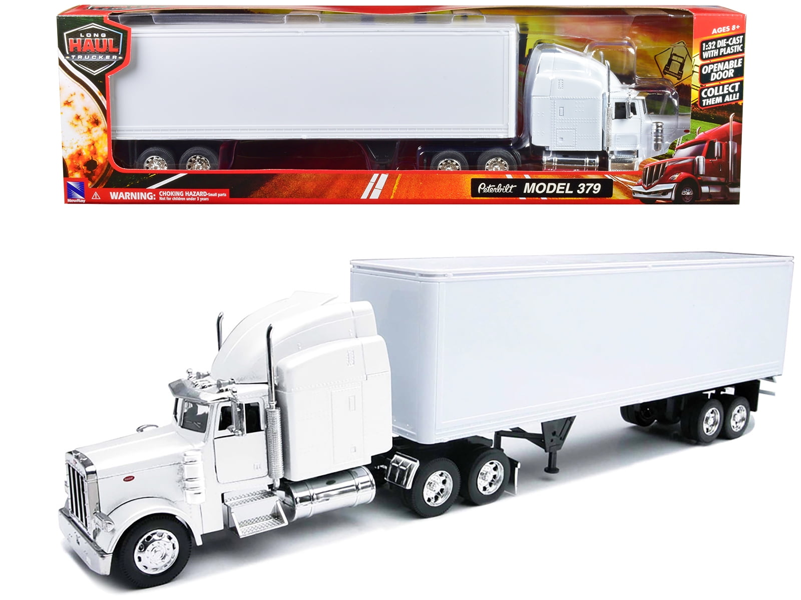 Peterbilt 387 Truck with Dry Goods Trailer White 