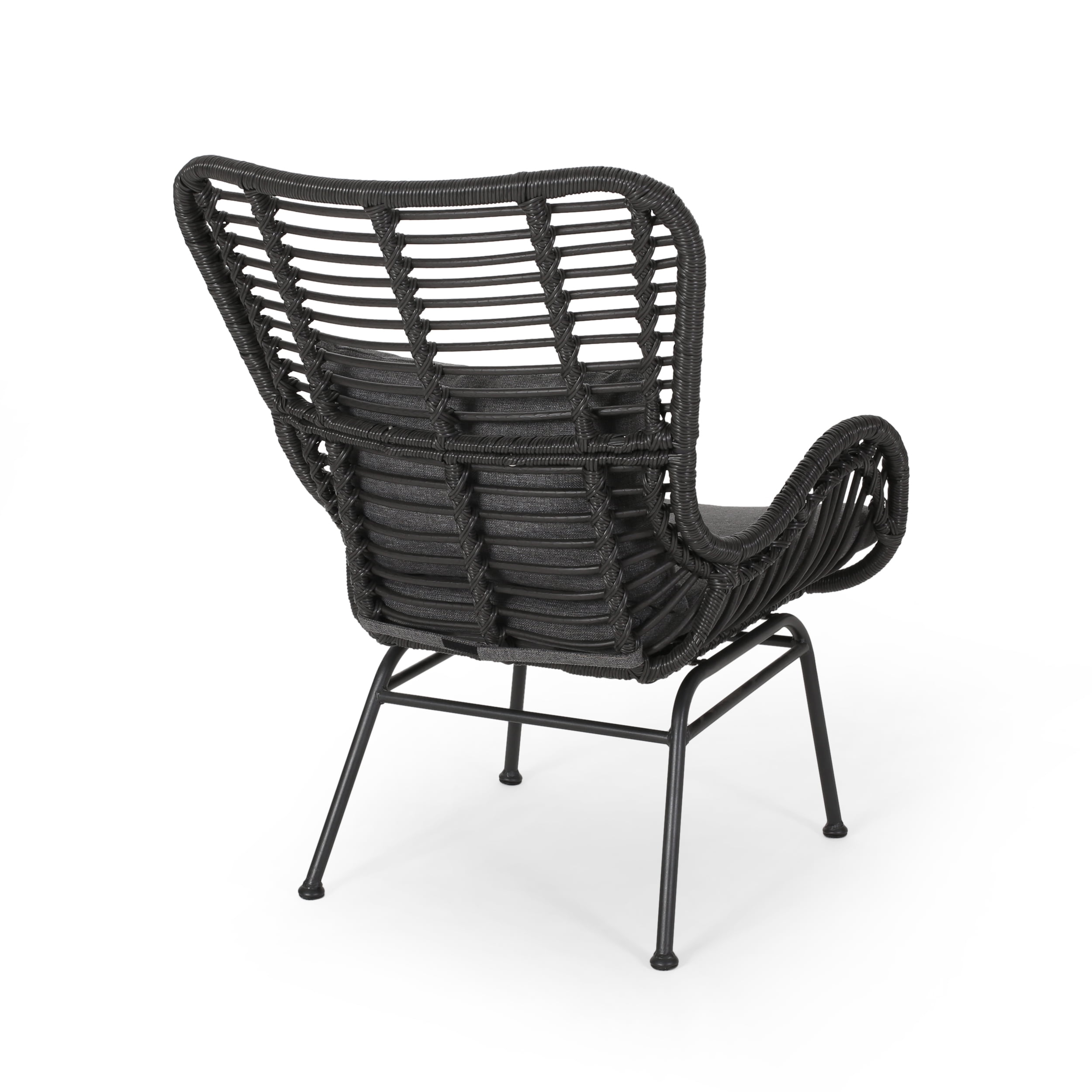 Noble House Montana Modern Faux Rattan Club Chairs with Water-Resistant Cushions, (Set of 2)