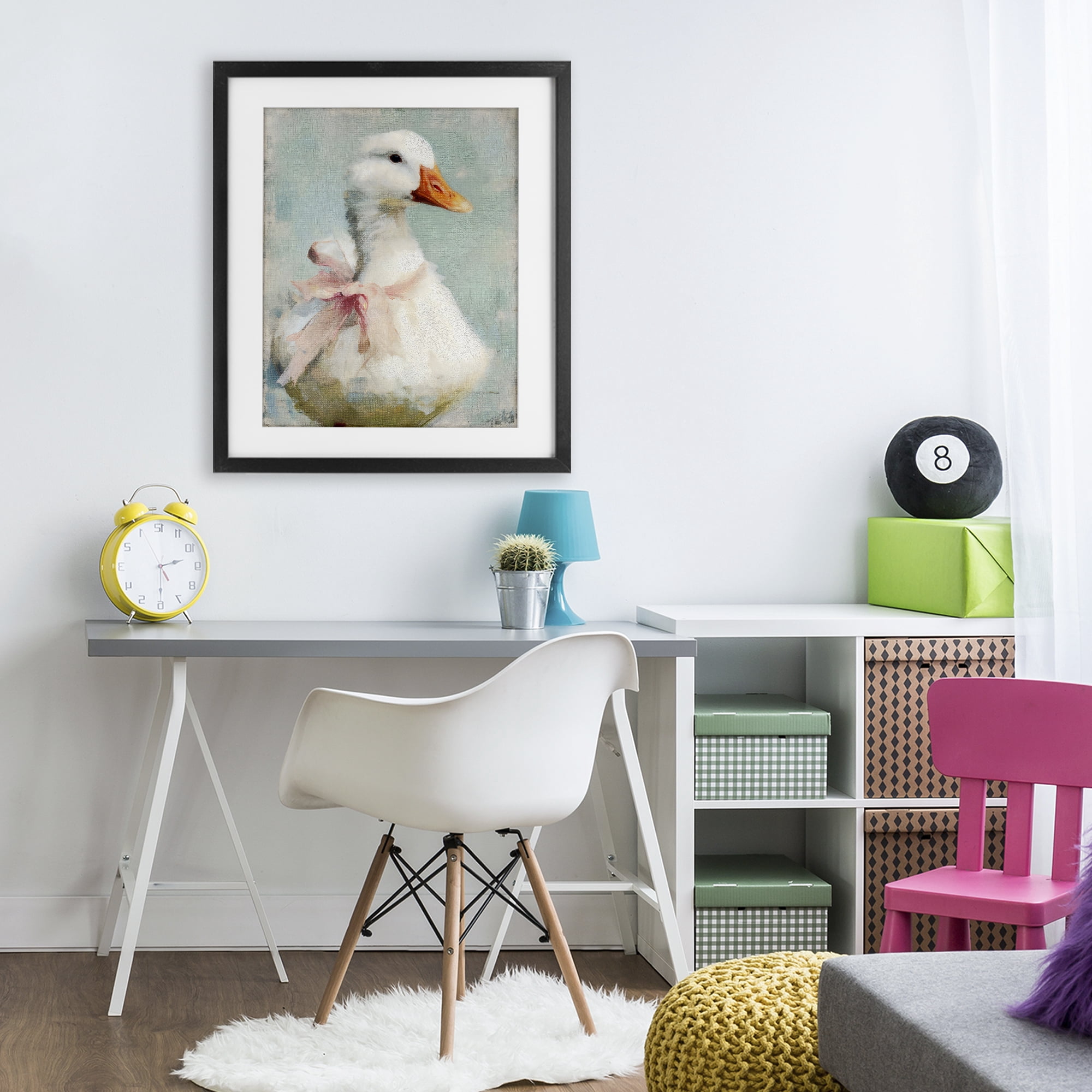 Stupell Industries Soft Pink Bow Goose Black Framed Print Under Glass, design by LSR Design Studio