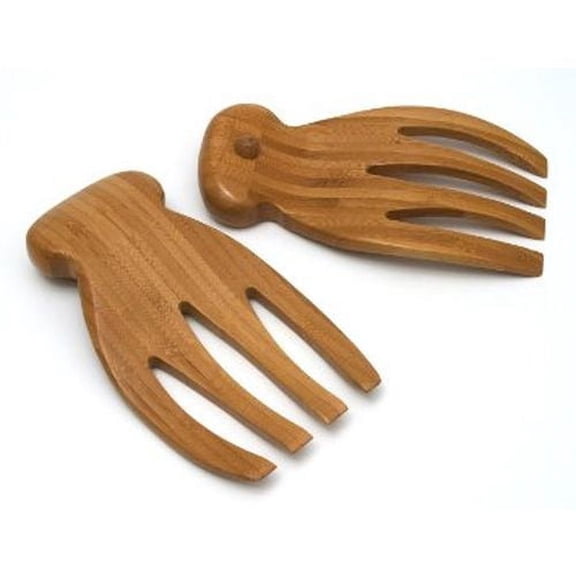 Lipper International Bamboo Salad Hands With Knob Stand