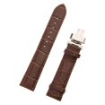 thumbnail image 1 of facefd Leather Watch Band Butterfly Deployment Clasp Buckle Coffee 20mm, 1 of 5