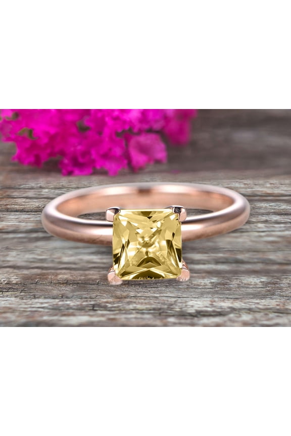 Startling Champagne Diamond Moissanite Solitaire Engagement Ring On 10k Rose Gold 1.30 Carat 7mm Cushion Cut Heart Prong Promise Band Anniversary Gift