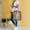 thumbnail image 6 of Open Top Canvas Tote Bag with Zipper Reusable Shopping Bag 13.5x15" Roomy Carryall Beautiful Autumn Forest, 6 of 9