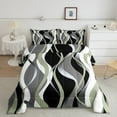 thumbnail image 2 of Manfei Minimalist Abstract Queen Comforter Set, Aesthetic Striped Bedding Sets, Gray White Black Green Bedding Comforter Set, Microfiber Bedroom Decor, Reversible 3pcs, 2 of 8