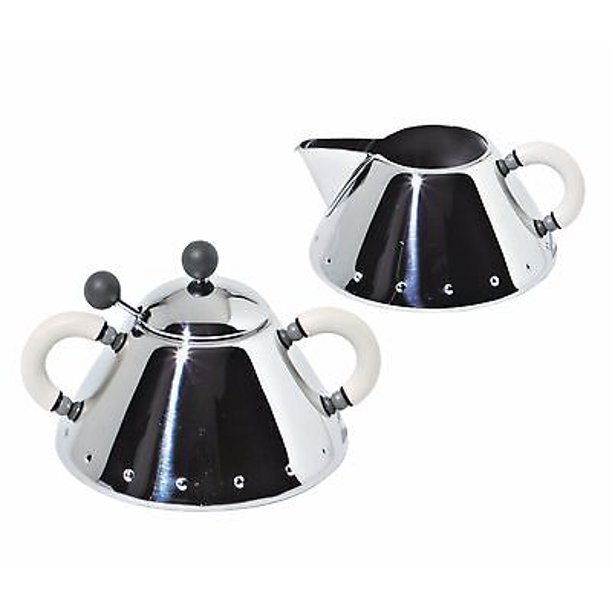 Alessi Michael Graves Series Stainless Steel Creamer & Sugar Bowl Set