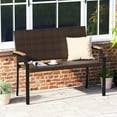 thumbnail image 2 of Costway 1 PCS Patio Wicker Loveseat Chair with Acacia Wood Armrests & Metal Frame for Backyard, 2 of 9
