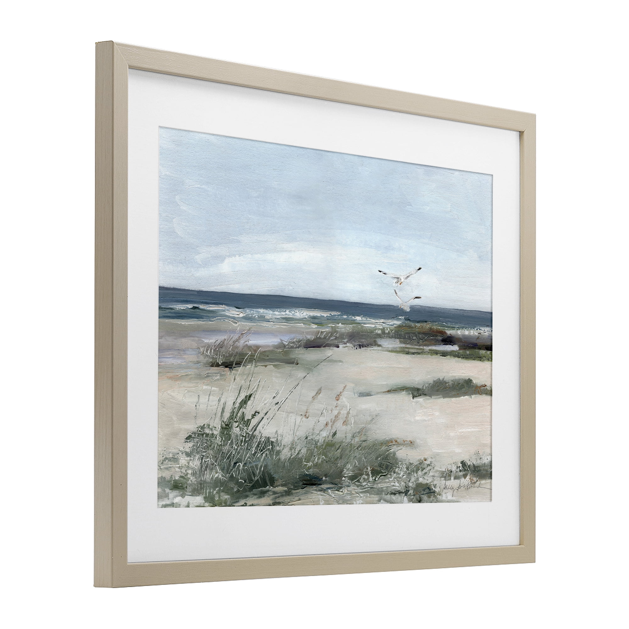 Stupell Industries Seagull Pair over Waves Birch Framed Print Under Glass, design by Sally Swatland