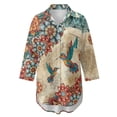 thumbnail image 4 of Xoenoiee Boho Mandala Hummingbird Print Women Swimsuit Cover Up Shirt 2026 Button Down Beach Bathing Suit Side Split Swimwear Bikini Dress with Chest Pocket, Size L, 4 of 7
