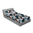 thumbnail image 2 of Floral Fitted Sheet & Pillow Sham Set, Abstract Silhouettes of Wild Meadow Flowers and Circles Retro Art, Decorative Printed 2 Piece Bedding Decor, Twin, Salmon Sky Blue and Dark Teal, by Ambesonne, 2 of 2