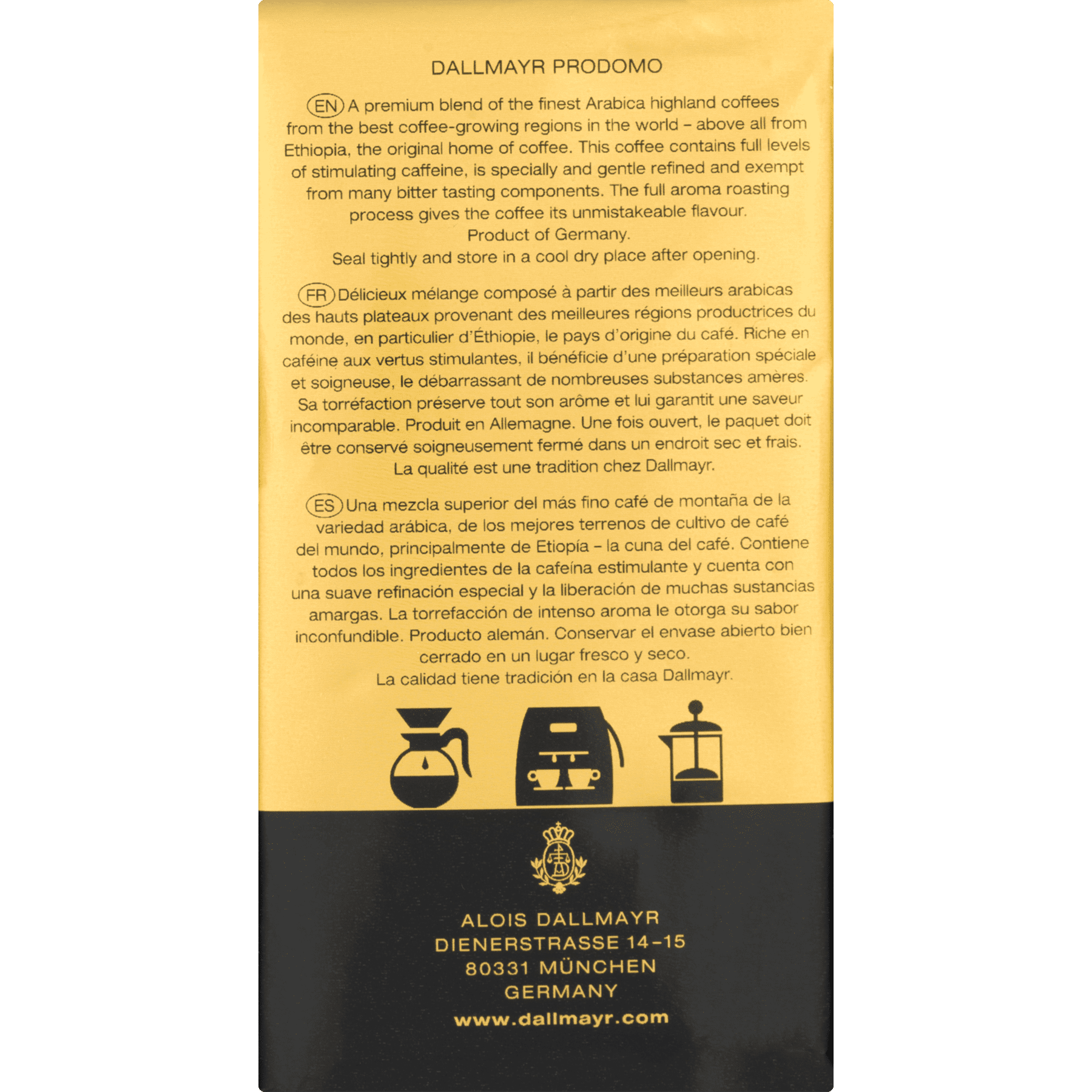 (2 pack) Dallmayr Prodomo 100% Arabica Coffee, 8.8 OZ