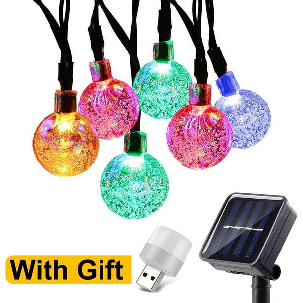 Cadena de luces de hadas alimentada por energía Solar, bola de cristal, fiesta de jardín, lámparas al aire libre, decoración impermeable para Navidad y boda, 50 led